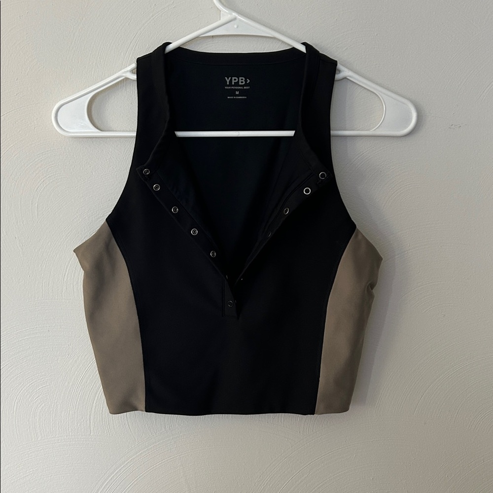 Abercrombie YPB Black and Tan Crop Top